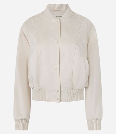 Campera Bomber en Gamuza con Bajo Ayustadas y Recortes 6