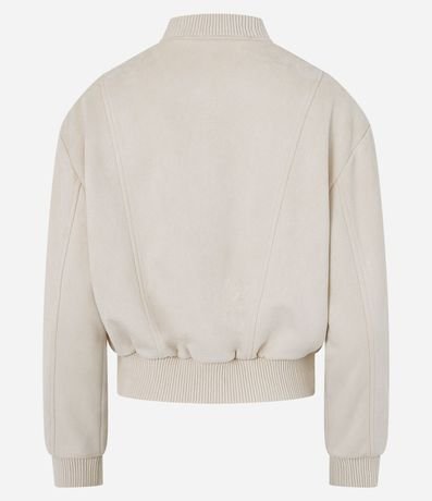 Campera Bomber en Gamuza con Bajo Ayustadas y Recortes 7