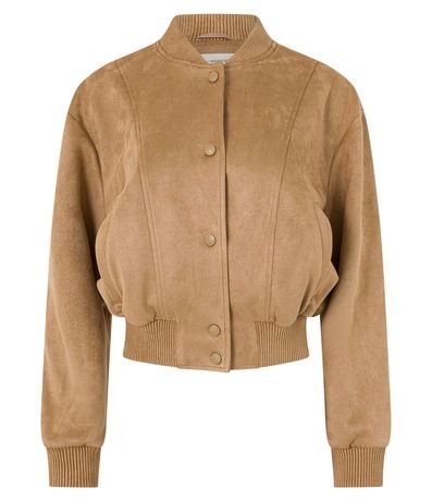 Campera Bomber en Gamuza con Bajo Ayustadas y Recortes 8