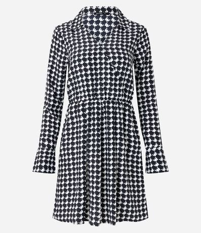 Vestido en Crepé con Escote Traspasado y Estampa Pied de Poule 5