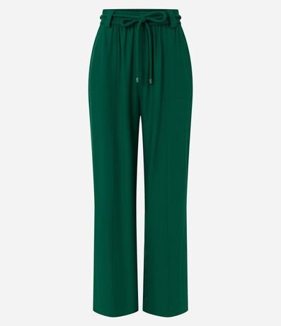 Pantalón Recto en Viscosa con Elástico y Lazo en la Cintura 4