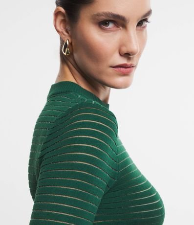 Blusa en Punto con Cuello Mediana y Rayas Transparentes 1