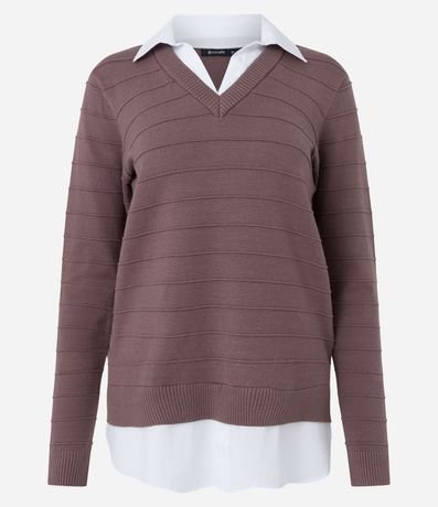 Blusa de Punto Liviano con Bajo y Cuello Camiseros 6