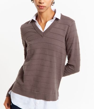 Blusa de Punto Liviano con Bajo y Cuello Camiseros 4