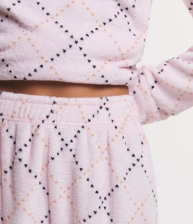 Pijama Largo en Fleece con Estampado Corazones 4