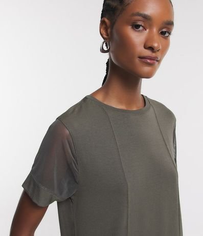 Blusa en Media Malla con Manga Corta de Tul 3