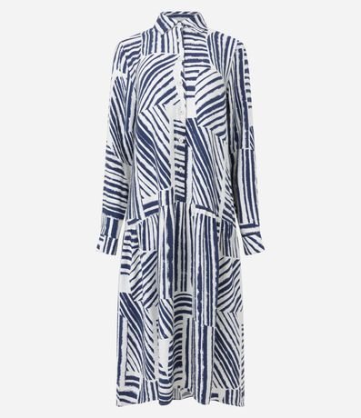 Vestido Chemise en Viscosa con Botones y Estampa Abstracta 6