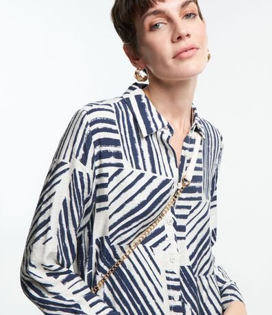 Vestido Chemise en Viscosa con Botones y Estampa Abstracta 4