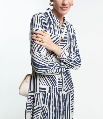 Vestido Chemise en Viscosa con Botones y Estampa Abstracta 5