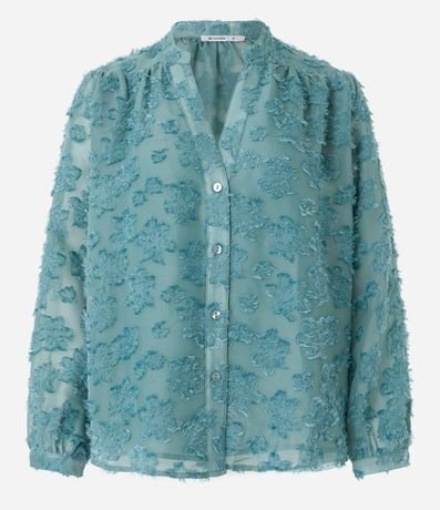 Camisa en Chiffon con Abotonado y Textura con Felpas 6
