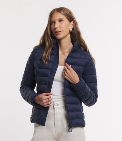 Campera Puffer en Poliamida con Cuello Alto