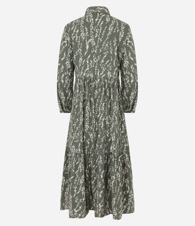 Vestido Chemise Midi en Viscosa Estampado Ramos de Trigo 9