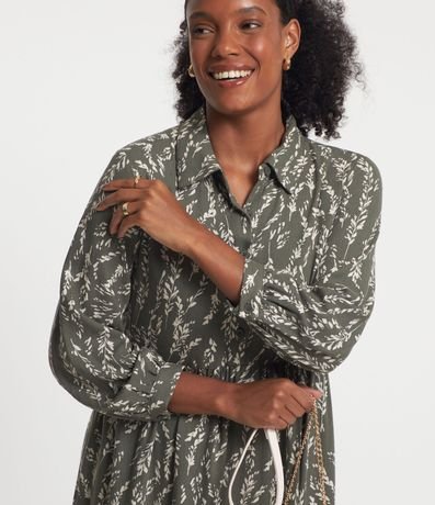 Vestido Chemise Midi en Viscosa Estampado Ramos de Trigo 3