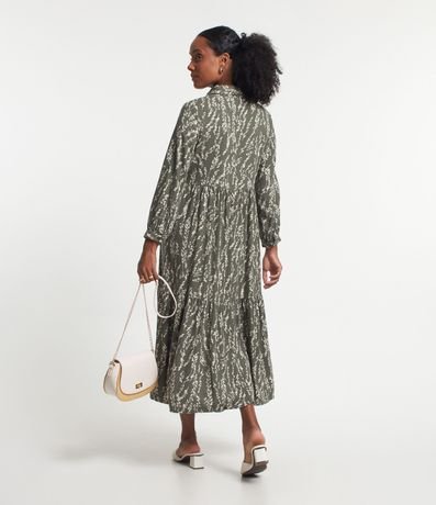 Vestido Chemise Midi en Viscosa Estampado Ramos de Trigo 4