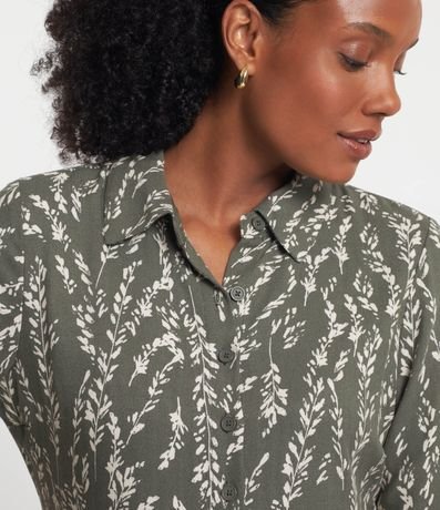 Vestido Chemise Midi en Viscosa Estampado Ramos de Trigo 5