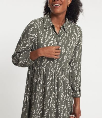 Vestido Chemise Midi en Viscosa Estampado Ramos de Trigo 6