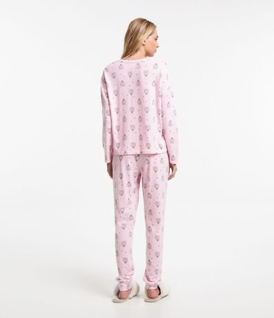 Pijama Largo en Media Malla con Estampado Cara de Leopardo 4