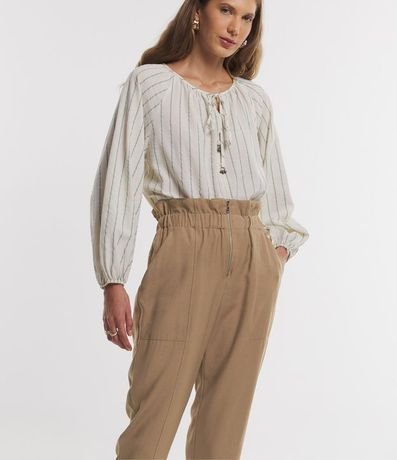 Pantalón en Viscosa con Cremallera Delantero y Cintura Elástica 2