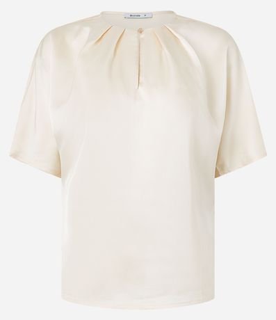 Blusa en Tejido Satinado con Pliegues en el Cuello 6