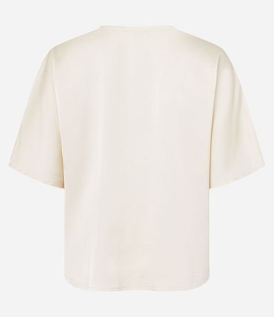 Blusa en Tejido Satinado con Pliegues en el Cuello 7