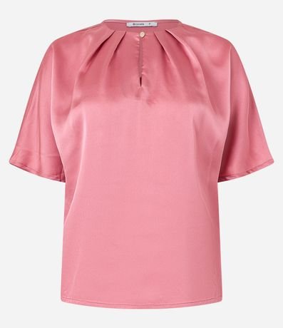 Blusa en Tejido Satinado con Pliegues en el Cuello 6