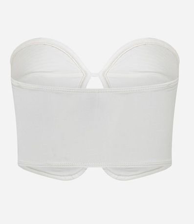 Top Cropped en Crepé sin Breteles con Busto Redondeado con Pespuentes 8