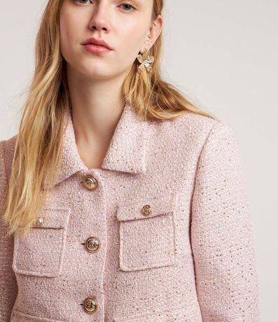 Campera en Tweed con Bolsillos Delanteros y Botones Estilo Escudo 3