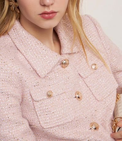 Campera en Tweed con Bolsillos Delanteros y Botones Estilo Escudo 5