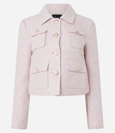 Campera en Tweed con Bolsillos Delanteros y Botones Estilo Escudo 7