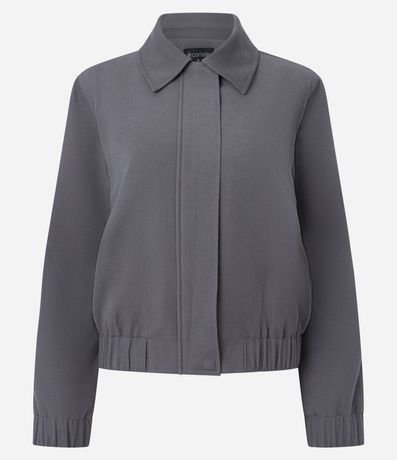 Campera Bomber en Suedine con Cuello Camisero 8