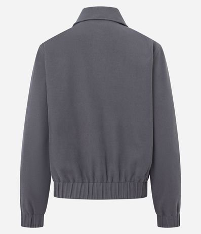 Campera Bomber en Suedine con Cuello Camisero 9