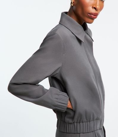 Campera Bomber en Suedine con Cuello Camisero 5