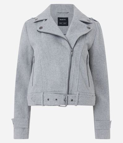 Campera Biker en Polivelour con Cinturón en la Cintura 6