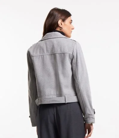 Campera Biker en Polivelour con Cinturón en la Cintura 3