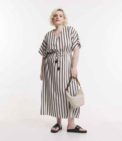 Vestido Midi en Viscosa con Estampado Rayado Curve & Plus Size