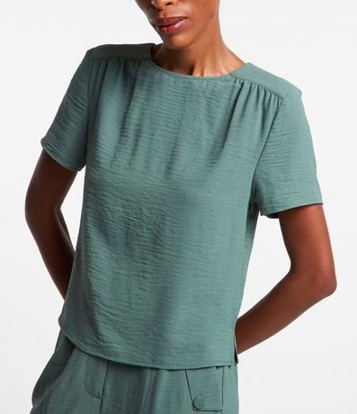 Blusa Básica con Detalle de Pliegues en los Hombros 5