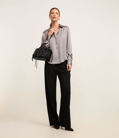 Camisa en Satén con Recortes y Botones 2