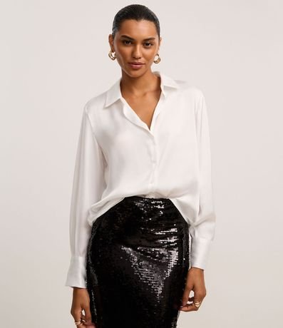 Camisa en Satén con Recortes y Botones