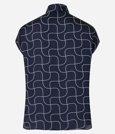 Blusa en Chiffon Satinado con Cuello Lazo y Estamp Geométrica 2