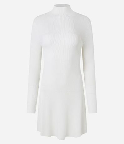 Vestido Corto Evasê en Punto con Cuello Alto 6