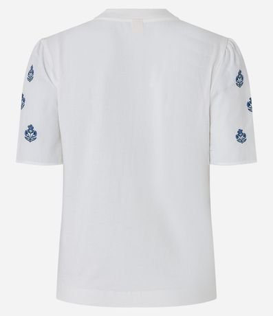 Blusa en Algodón con Manga Abullonada y Bordado Floral 8