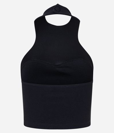Blusa Cropped sin Manga en Crepé con Cuello Halter 6