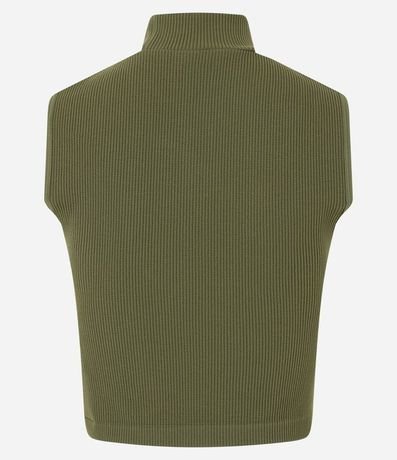 Blusa Musculosa en Poliamida Acanalada con Cuello Alto 7