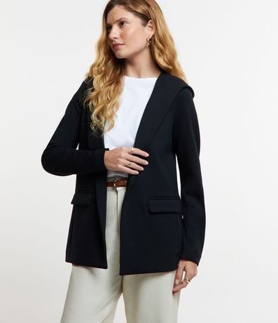 Blazer en Punto Roma con Botón Único y Capucha 1