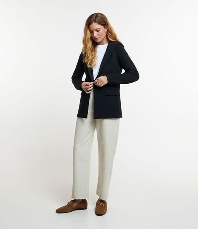 Blazer en Punto Roma con Botón Único y Capucha 2