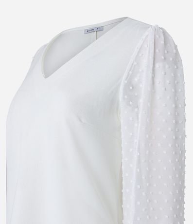Blusa en Crepé con Manga en Chiffon de Lunares 6