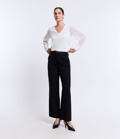 Blusa en Crepé con Manga en Chiffon de Lunares 2