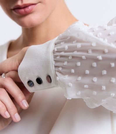 Blusa en Crepé con Manga en Chiffon de Lunares 3