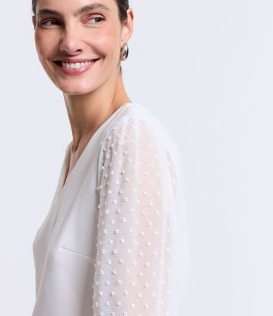 Blusa en Crepé con Manga en Chiffon de Lunares 4