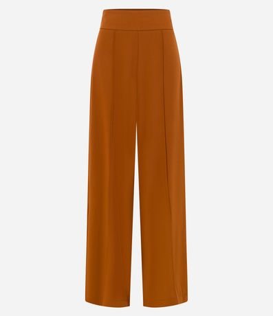 Pantalón Pantalona en Crepe con Recorte y Costura Contrastante en la Cintura 6